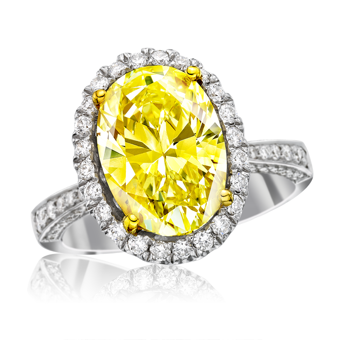 18K白色黄金蛋形黃鑽鑽石戒指