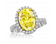18K白色黄金蛋形黃鑽鑽石戒指