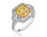 18K白色黄金方形黃鑽鑽石戒指