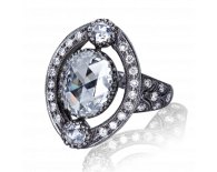 18K黑金圓形ROSE-CUT鑽石戒指